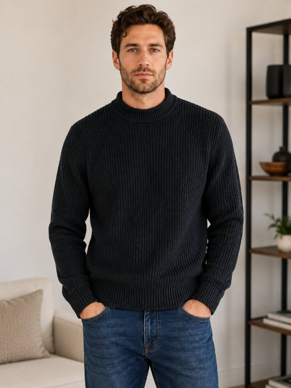 Slate & Stone Ribbed Mock Neck Sweater Size M